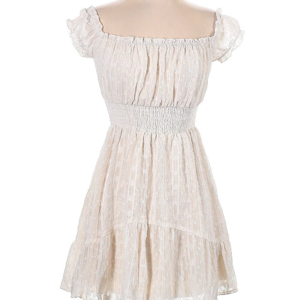 Simplee mini dress swiss dot ivory rushed party dress sz SMALL  EUC